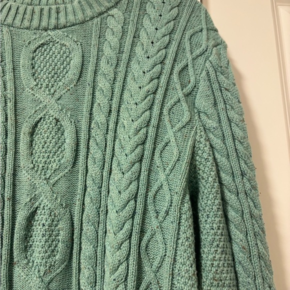 L.L. Bean Teal Cable Knit Cotton Sweater - Picture 2 of 4